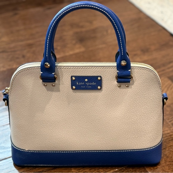 kate spade Handbags - Kate Spade Blue and Cream Satchel